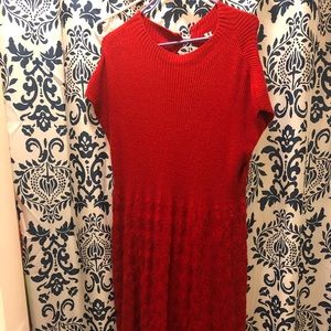 Red 💃🏻 Knitted Crochet Sweater Dress